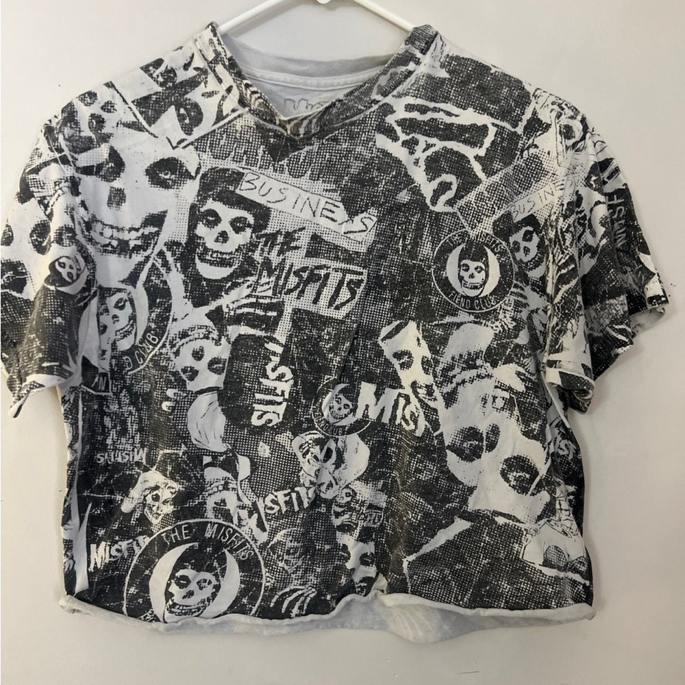 Misfits All Over Print AOP Crimson Ghost Horror croptop B&W Tshirt